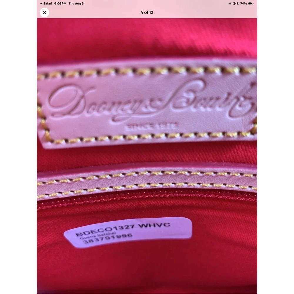 Dooney & Bourke Geena Satchel Women White NEW Art Deco Multi Logo Pattern
